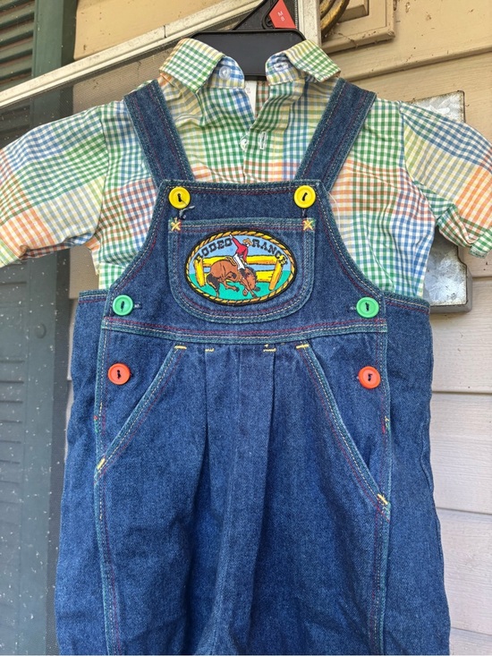 OshKosh B'gosh Other - OshKosh B'gosh Blue Denim Overalls with Multicolor Buttons
